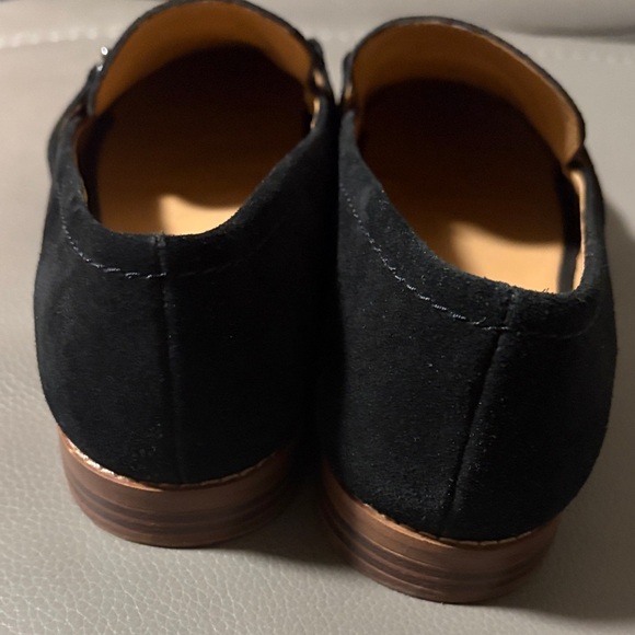 FRANCO SARTO HARLOW BLACK SUEDE BUCKLE LOAFERS SHOES. - Picture 6 of 8